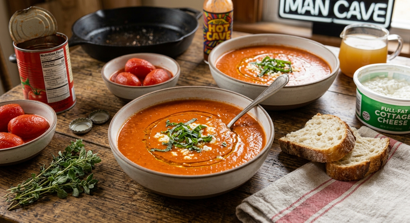 High-Protein Tomato Soup with Cottage Cheese